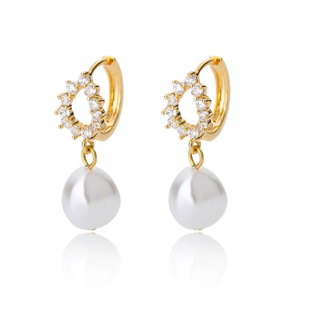 Gold and Silver Hoop Earrings with Pearl Drop